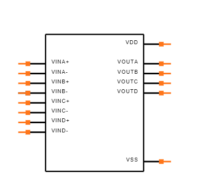 MCP6074-E/SL Symbol