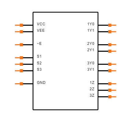 74HC4053D-Q100,118 Symbol