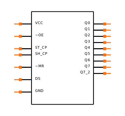 74HC595D-Q100,118 Symbol