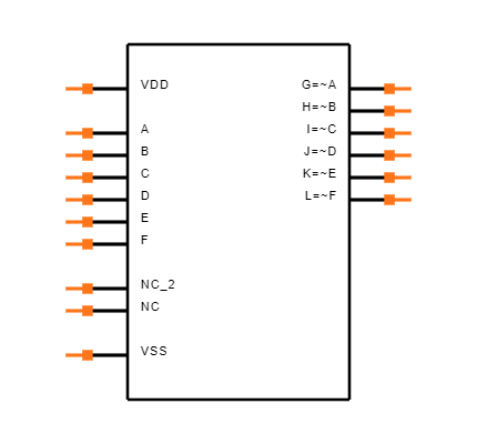 CD4049UBCN Symbol