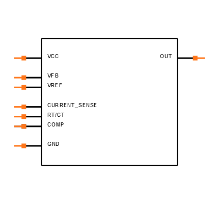 KA3843B footprint & symbol by Onsemi | SnapEDA