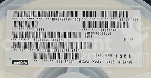 Image of GRM1885C1H360JA01D by Murata