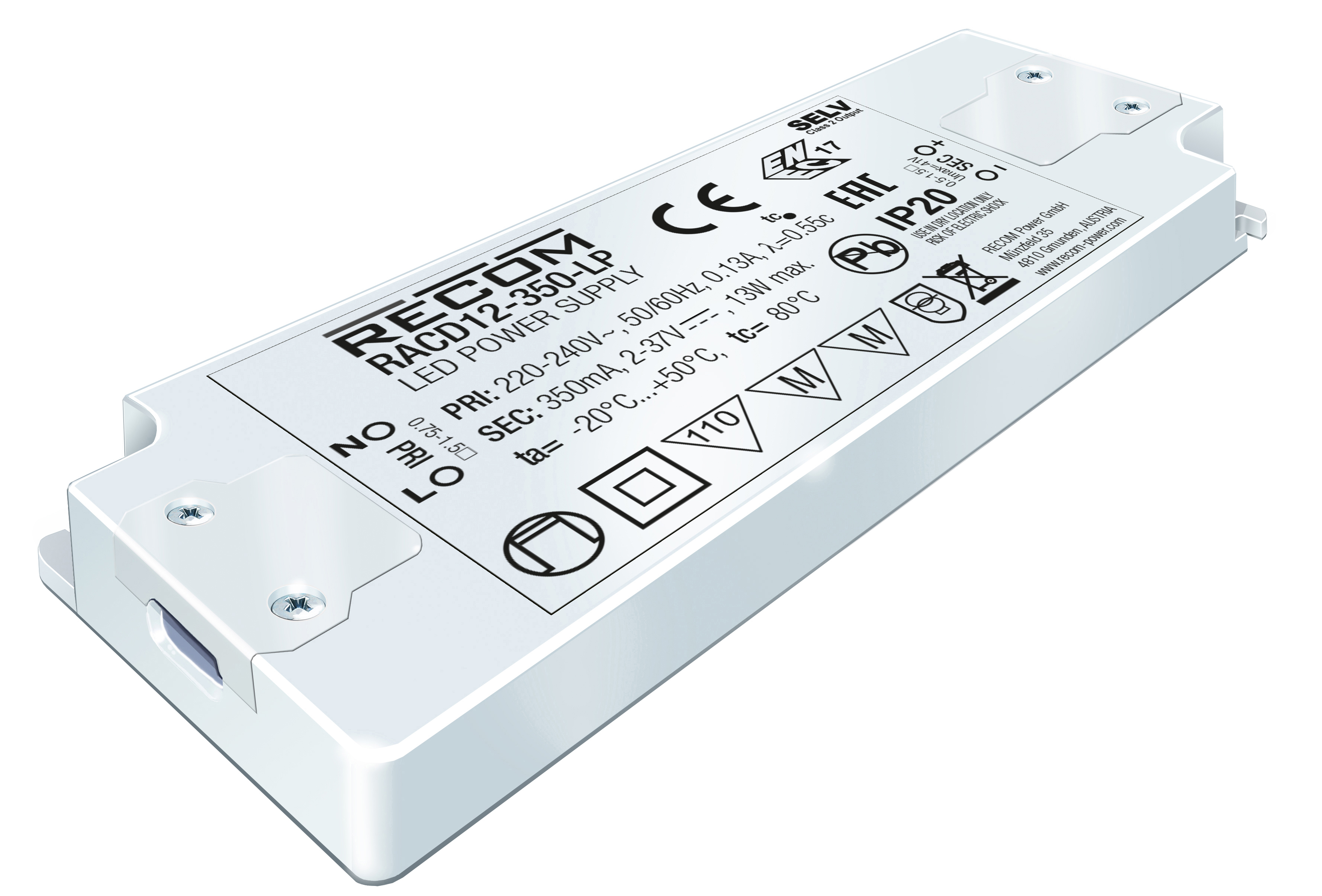 All Parts Optoelectronics Light Sources and Emitters Lasers and Accessories Accessories Power Supplies RACD12-350-LP by Recom Power