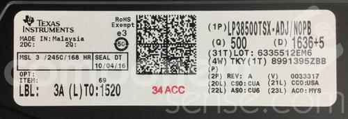 All Parts Semiconductors Power Management Voltage Regulators LP38500TSX-ADJ/NOPB by Texas Instruments