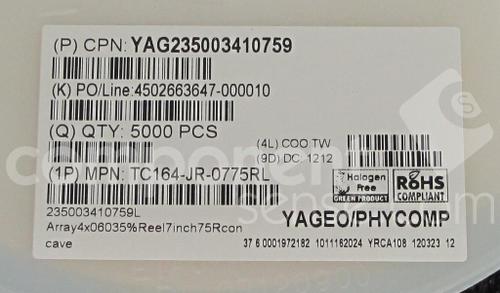 TC164-JR-0775RL by Yageo